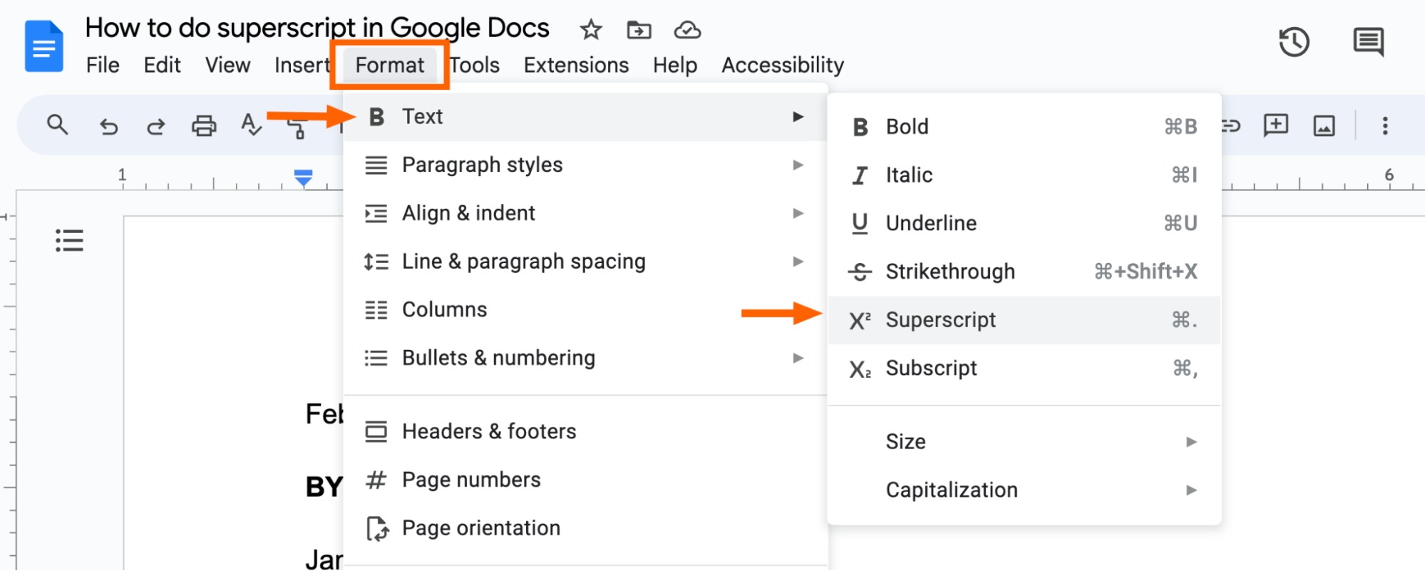 How to Superscript in Google Docs