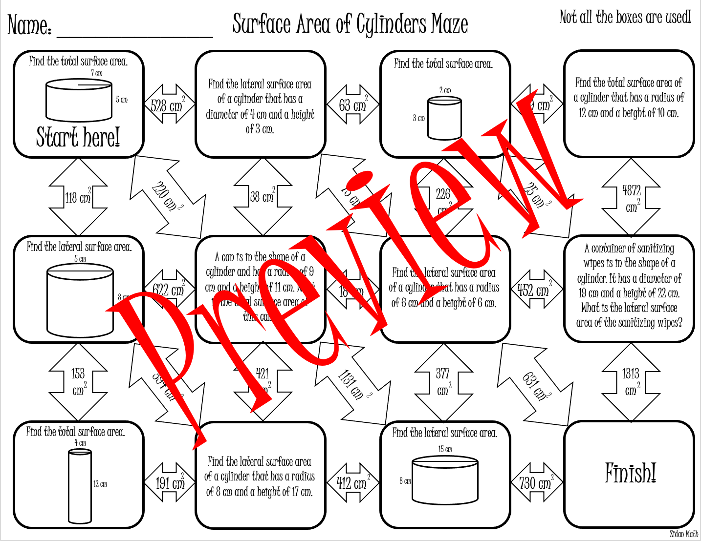 12.2 Surface Area of Prisms and Cylinders Answer Key