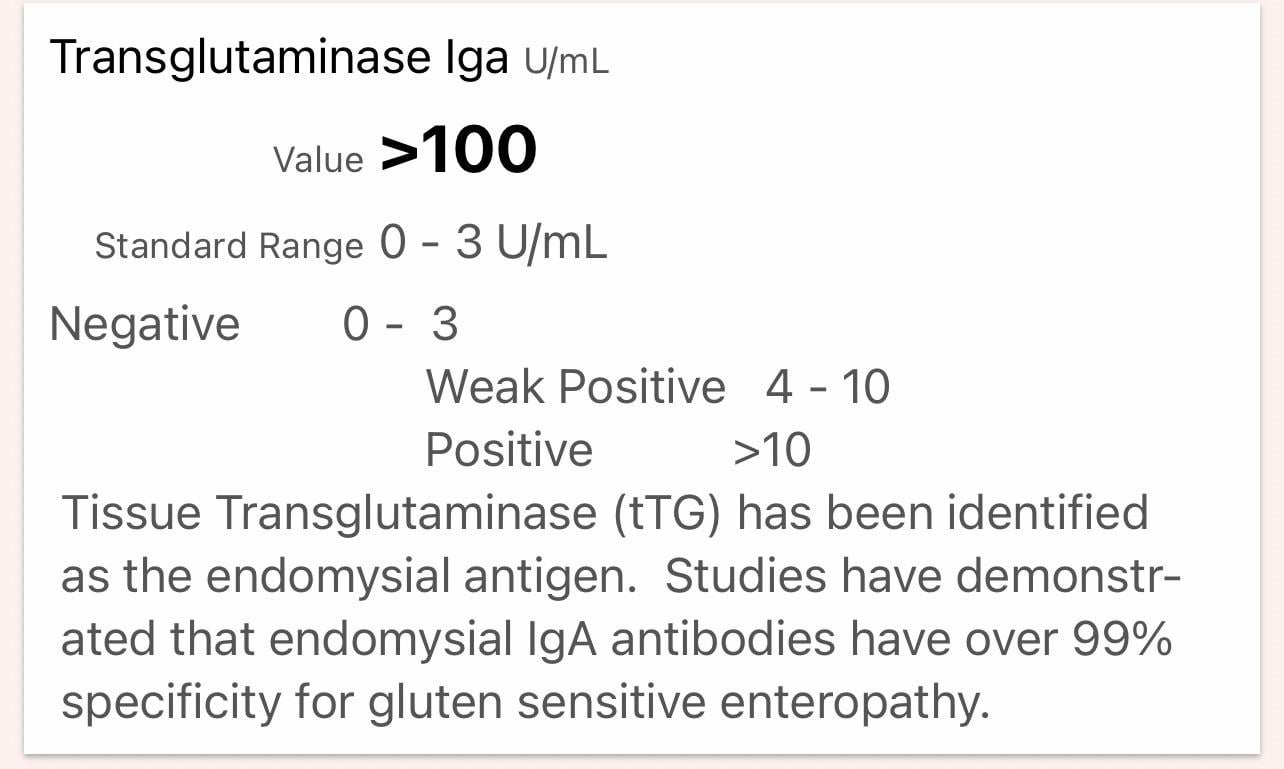 Tissue Transglutaminase Iga 1.0 U/Ml Meaning