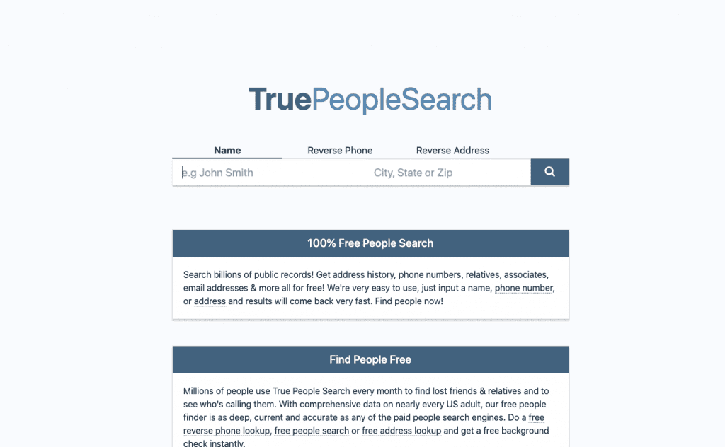 True People Search Address Free App