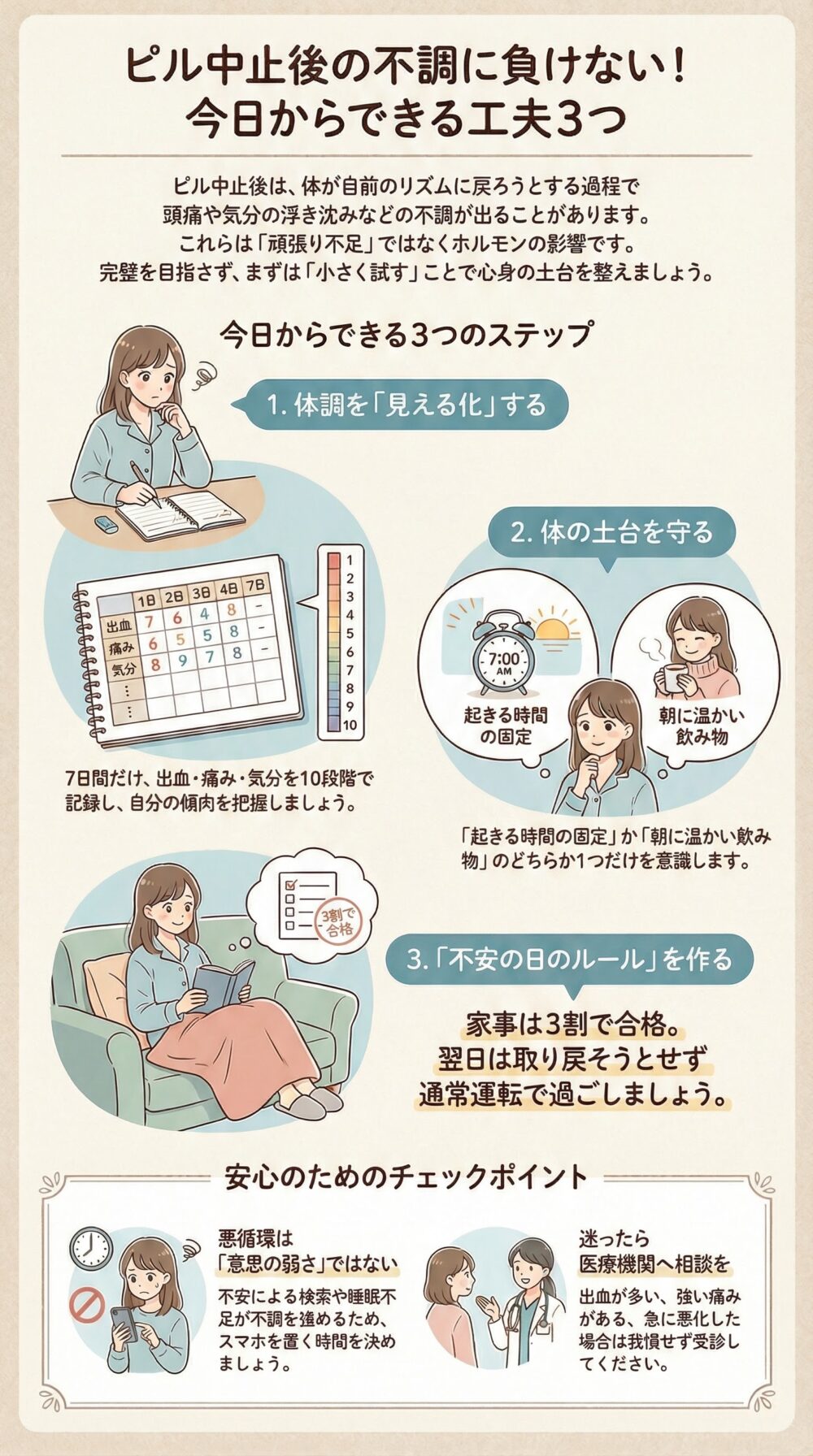 ピルをやめたあとの体調不良なぜ？生理再開や肌荒れの真相と対処法