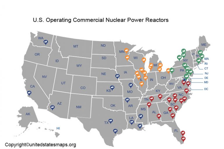 Map of Us Nuclear Power Plants