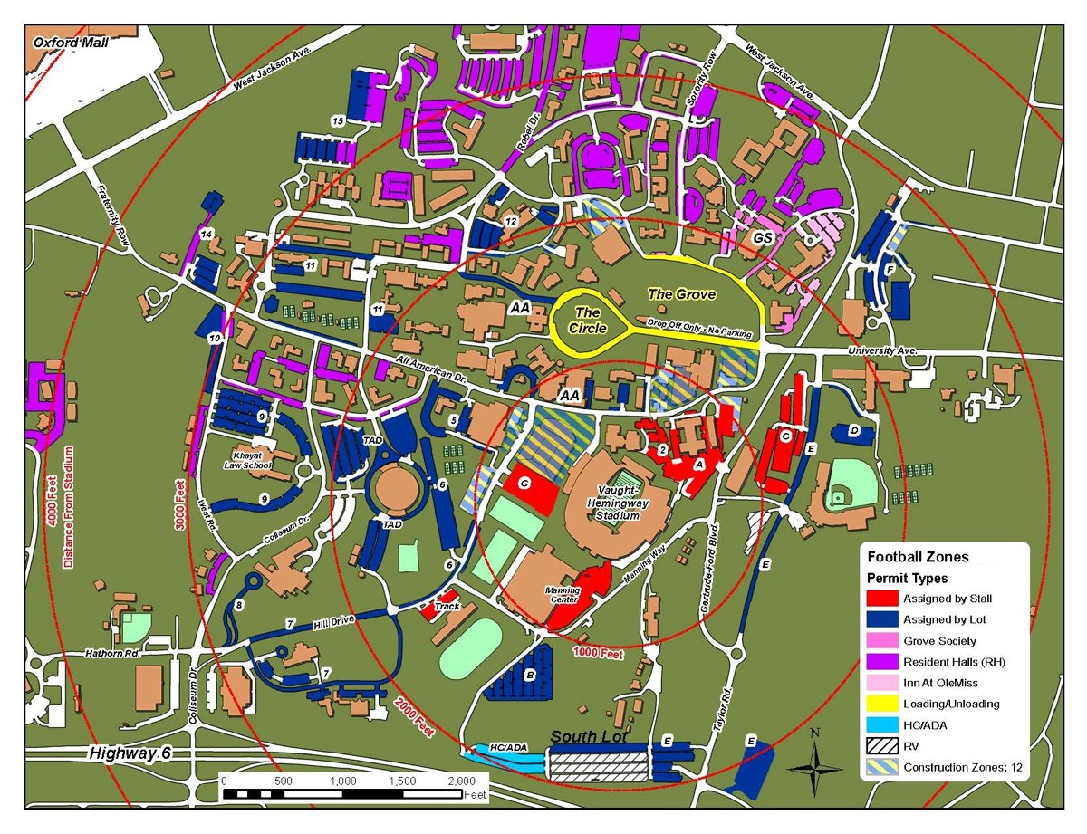 Ole Miss Gameday Parking Map