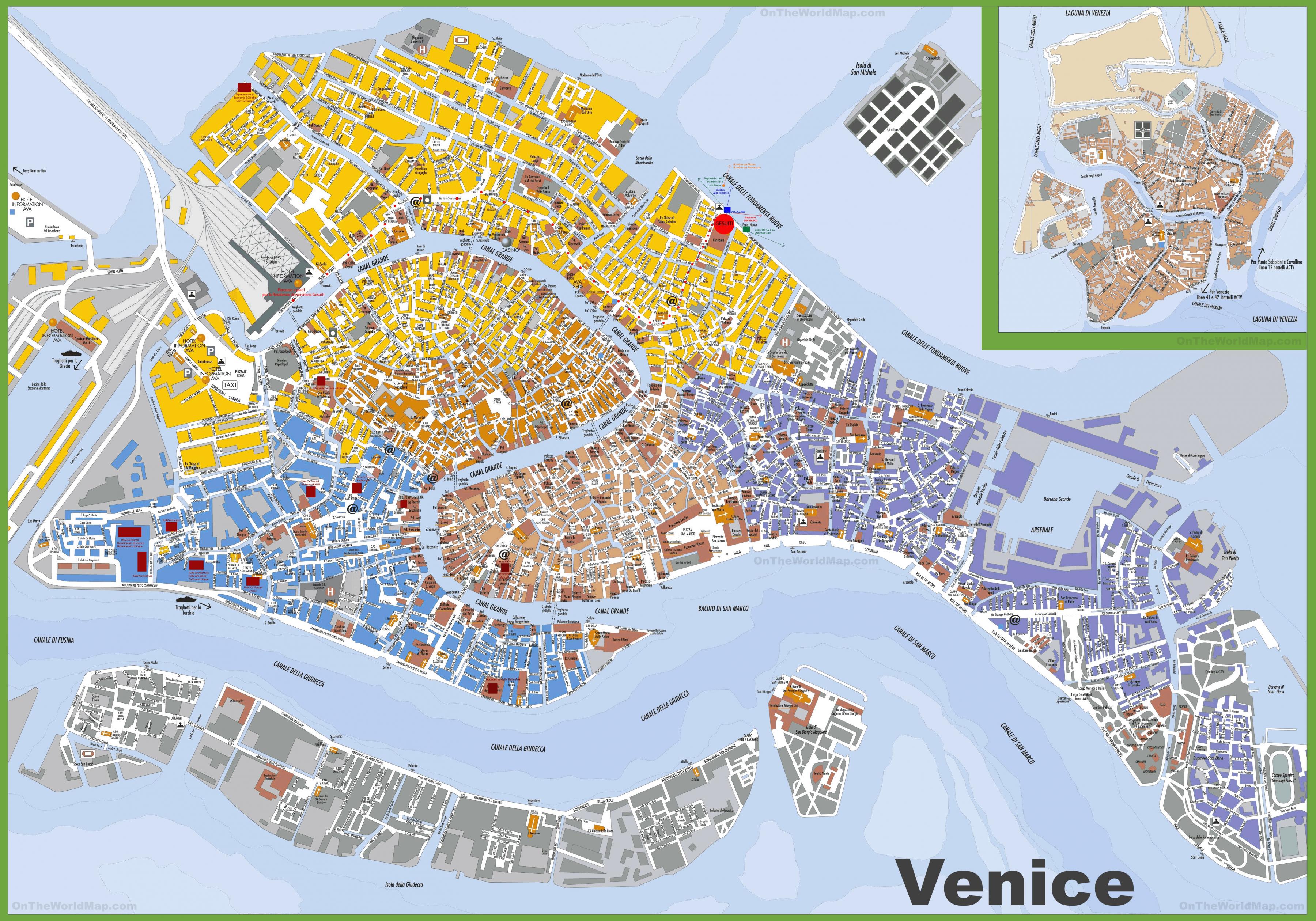 Map of Venice Italy and Surrounding Area