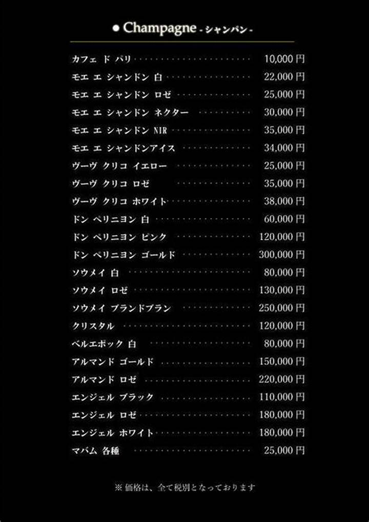 キャバクラメニュー表の真実: 料金システムと賢い利用法