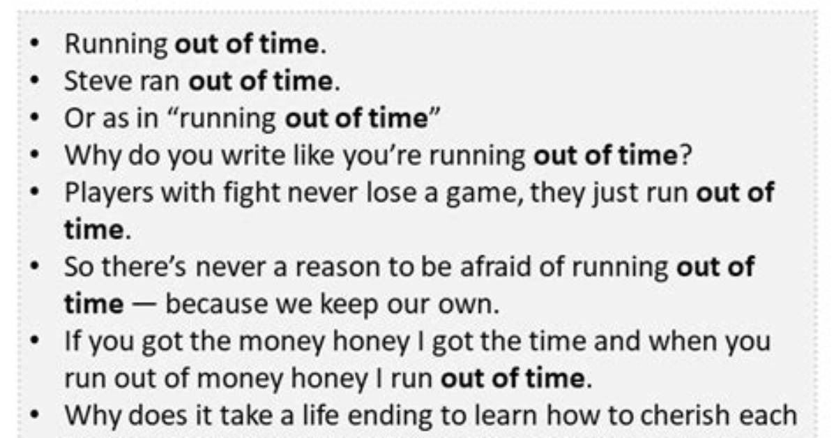 Run out Of