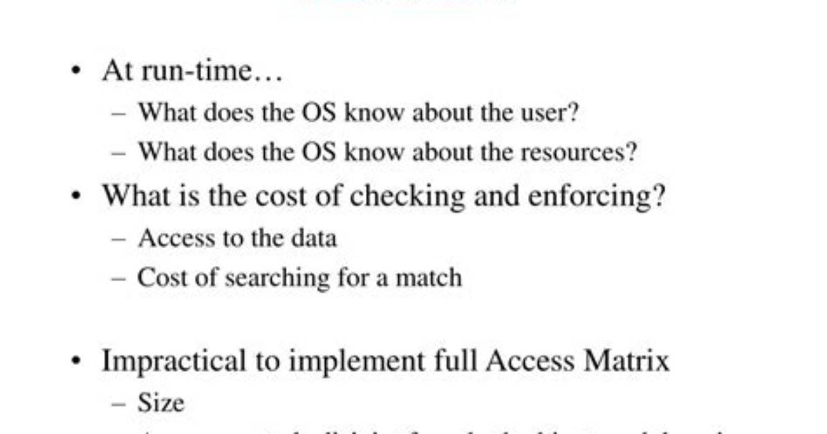 Security Practicalities