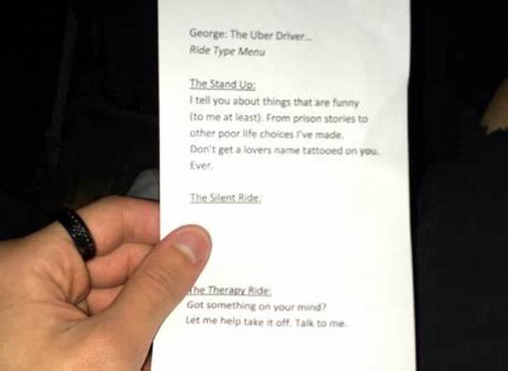 Uber Driver Menu Funny Ideas That Actually Get Smiles
